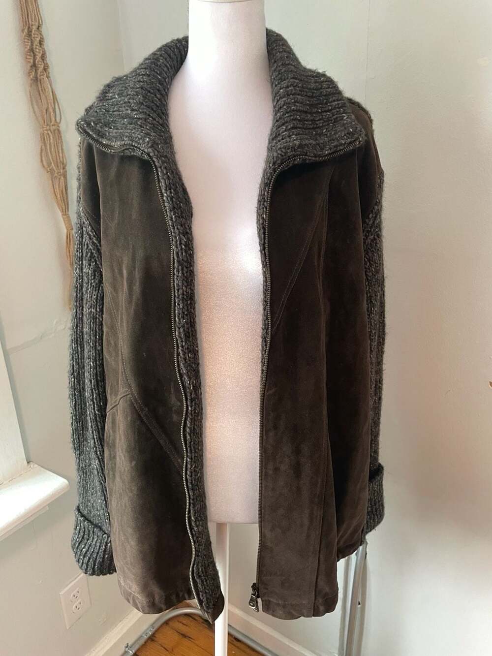 Hugo Boss Women’s Leather and Wool Blend Outerwear Jacket